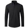 Camisa de manga larga para hombre elástica en cuatro direcciones sin planchar talla europea camisa de hombre drapeado formal