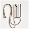 Capa de Celular com Cordão Transversal Listrada Roxa e Cinza para iPhone 17 Adequada para Apple 16 Pro Max, Capa Macia Anti-Queda, 15 Transparente