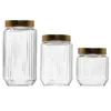 Conjunto de 3 Potes Linhas com Tampa Dourada 1L/750ml/500ml Vidro - Wolff