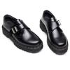Zapatos Bajos de Cuero Pequeños con Suela Gruesa y Hebillas para Mujer, Cuero Genuino, Estilo Británico, Casual, Estudiantes, Suelas de Plataforma Mediana-Gruesas