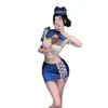 Lencería sexy talla extra uniforme de azafata secretaria para mujer, falda ajustada estilo entrenamiento, disfraz erótico de enfermera, bata de dormir para juegos de rol