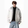 Casaco de Algodão Pesado para Homens e Mulheres, Estilo Retro Americano de Inverno, Jaqueta de Casal Acolchoada com Lã e Espessada, Roupa de Algodão Quente com Gola de Pelo High Street