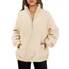 Sudadera de Otoño Nueva para Mujer de Estación Independiente de Amazon, Media Cremallera, Manga Larga, Cuello Alto, Sudadera sin Capucha de Color Sólido
