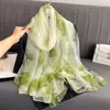 Nuevo Chal Bufanda de Protección Solar Primavera y Verano, Clásico Seda Artificial, Gasa Suave, Estilo Largo, Bufanda Chal de Moda y Versátil