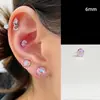 Ear Cuff de Ferradura com Laço de Coração Rosa, Piercing de Orelha Zircônia Aço Titânio Coração Brilhante Brincos Rosa para Mulheres