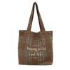 2025 Nuevo Bolso de Hombro de Lana a Cuadros Retro Hombro Contrastante Letras Bordadas Bolso Bandolera Literario Correa Ancha para el Hombro Bolso Tote