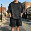 Traje de Verano de Comercio Exterior Transfronterizo para Hombre, Diseño de Nicho Tie-Dye de Cinco Puntos, Moderno y Fresco, Conjunto de Dos Piezas para Hombre de Tallas Grandes