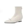 Botas justas estilo laço de fada francês, coleção inverno 2026, salto médio, bico fino, botins elásticos para mulheres, tamanhos 40-42