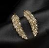 Heyeng Deseo Popular Pequeños Pendientes Frescos de Circonita Micropavé Oro y Plata Hoja Estilo Coreano Moderno Damas Exquisito