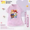 2025 Nuevo Vestido de Manga Corta de Algodón Transpirable Estilo Dibujos Animados Equipo de Perros Verano Estilo de Nicho Falda Estilo de Moda