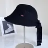 Sombrero de Pescador Estilo Hepburn Grande Delante y Pequeño Detrás para Mujer, Sombrero de Punto para el Sol de Verano con Lazo Detrás, Sombrero de Sol Versátil