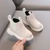 Botas curtas infantis forradas com fleece para o inverno, estilo britânico, botas Martin da moda com zíper lateral para meninos, botas da moda com sola macia para meninas