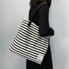 Bolso de lona de gran capacidad con rayas simples y nuevo estilo para mujer, bolso de hombro, bolso de viaje, vacaciones, bolso de clase para estudiantes