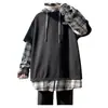 Suéter falso de dos piezas para hombre, otoño, con capucha, talla grande, ropa de primavera y otoño, marca de moda, ins, moda urbana, ruoshuai, calle frita, abrigo