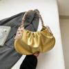 Bolso de Mujer Estilo Coreano 2025 Primavera Nuevo Color Sólido Casual Bolso de Axila para Mujer Dulce Bolso de Hombro Bolso Nube Plisado