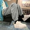 Pantalones deportivos tipo gofre para hombre, pantalones largos casuales gruesos de primavera, diseño moderno de calle alta, pantalones deportivos con abertura y lazo en el tobillo