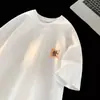Camiseta de manga corta de algodón 100% puro de peso pesado para hombre, estilo verano, moderna, corte holgado, talla grande, camiseta estampada de cuello redondo para pareja
