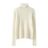Suéter de cachemira para mujer, 100% cachemira de cabra pura, nuevo suéter de punto cálido de moda versátil color liso con cuello alto