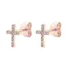 Collar de Cruz con Incrustaciones de Diamantes de Personalidad Europea y Americana Cadena para Clavícula de Comunión Bautismo Pendientes de Clavo de Cruz de Oro de 14k