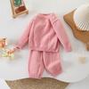 Conjunto de dos piezas de suéter y pantalón de moda para niña, otoño e invierno, nueva moda coreana para niños, pantalones anchos de pierna para bebé