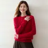 Cardigã de caxemira com gola redonda espessa e abotoamento duplo para mulheres, uma peça de outer wear macia e confortável para outono e inverno, com um design simples e elegante, perfeito para o trabalho ou para o dia a dia