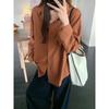 Camisa de Algodón Estilo Americano Tiro Real para Mujer Primavera y Otoño Nuevo Estilo Estilo Lazy Tops de Manga Larga Camisas Chaquetas Versátiles