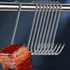 Ganchos en S de acero inoxidable al por mayor para colgar carne curada, pescado, pato asado, salchichas y cerdo, con puntas afiladas engrosadas