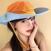Gorra de Pescador Bloque de Color Retro Workwear con Letras para Mujer Verano 2025 Nuevo Sombrero de Montañismo para Exterior Senderismo con Sombrilla y Protección Solar