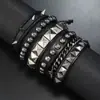 Pulsera Punk de Múltiples Capas Transfronteriza para Hombre, Pulsera Personalizada con Remaches, Accesorios de Muñequera Hip-Hop Streetwear