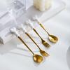 Colher e Garfo de Cerâmica Coração de Pêssego de Luxo Leve Aço Inoxidável Colher de Café de Alto Valor Colher de Sorvete Garfo de Frutas para Chá da Tarde Sobremesa