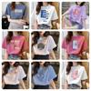 Guangzhou 1 Yuan Camiseta Feminina de Manga Curta Corrida Jianghu Barraca de Rua Fornecimento de Fábrica 5 Yuan Camiseta de Manga Curta para Novos Alunos Manga Curta Atacado