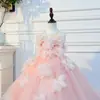 Vestido Princesa Floral Tridimensional para Meninas, Vestido de Daminha de Casamento de Alta Qualidade, Vestido Tutu para Performance de Aniversário Infantil, Performance de Piano