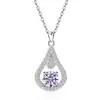 Collar Europeo y Americano Transfronterizo de Plata de Ley S925 Forma de Gota de Agua Amazon Doce Piedras de Nacimiento Forma de Pera Cadena Versátil para Clavícula Colgante