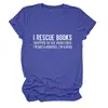 Rescato Libros Amazon Ebay Sitio Independiente Casual Simple Cómoda Camiseta de Manga Corta con Cuello Redondo para Mujer