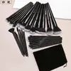 Set de 30 Brochas de Maquillaje Transfronterizo, Set Completo Negro de Brochas para Pestañas y Sombras de Ojos, Brocha para Polvo de Cerdas Suaves, Brocha de Doble Punta de Alta Gama