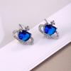 Aretes Transfronterizos de Amazon de Cobre con Incrustaciones de Zirconia Corazón Planeta Pequeño Universo Moda Personalidad Nicho Venta al por Mayor Cristal