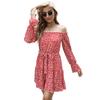 Amazon estación independiente comercio exterior transfronterizo Europa y Estados Unidos 2023 vestido de hombros descubiertos de manga larga floral para mujer transfronterizo