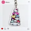 Llavero Apilable Familia Sanrio Doble Cara Transparente Bolsa de Dibujos Animados Colgante Lindo Llavero Acrílico