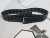 Suéter con falda y cinturón decorativo para mujer, estilo coreano, con sello de cintura, a la moda, combina con todo, elástico, ancho, con remaches, estilo retro, negro