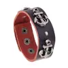Comercio Exterior Europeo y Americano Joyería al por Mayor de Exportación, Venta Directa del Fabricante, Pulsera de Cuero Genuino para Hombre Moda Punk Ancla