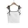 Camisola Dulce y Picante con Cordones para Mujer Diseño de Verano Sensación Pequeño Hombre Color de Contraste Top Interior Camiseta Base Corta para Chica Caliente