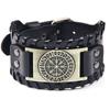 Promoção quente Temu Pulseira Viking de couro larga nórdica pulseira masculina com cabeça de lobo celta pulseira de couro transfronteiriça punk