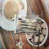 Conjunto de 8 Pincéis de Maquiagem Macaron Mini Bolsa de PU Portátil Ferramenta de Maquiagem Pincel para Blush Sombra para Iniciantes