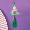 Bolsita del Festival del Bote del Dragón, Bolsita Triangular de Borla para Zongzi Estilo Chino Tradicional Bordada a Mano, Bolsita de Artemisa para Bendiciones, Bolsa Portátil