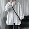 Camisa de Manga Longa Masculina Outono Fina Versátil Jaqueta Camisa Estilo Coreano Tendência Solta Cor Sólida Estilo de Hong Kong Casual de Negócios
