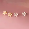 Pendientes Espirales de Flor de Cinco Hojas Incrustados de Diamantes en Plata de Ley S925 Nalan, Pendientes de Diseño Exquisito y Sencillo de Nicho Ins M07888