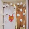 Cortina de porta de nuvem branca estilo creme fofo decoração suspensa fofa estilo ins japonês cortina suspensa quarto de criança decoração criativa casa