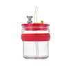 Novo Copo de Palito de Vidro Urso Fofo de Aparência Premium Grande Capacidade Estudante Portátil Resistente ao Calor Adesivo para Copo de Palito