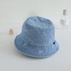 Sombrero de pescador coreano para niños, con lazo bordado, sombrero de vaquero, sombrilla de viaje, protector solar de moda de primavera y otoño para niños y niñas.