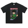 Marca de moda urbana Camiseta de cuello redondo Lavada desgastada Manga corta Estampado de personaje de anime Holgada Oversize Manga larga